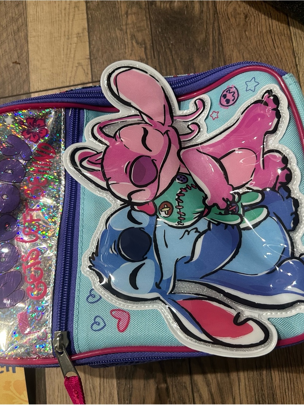 Kids Blue & Pink Character Lunch Bag - Cute Stitch Design